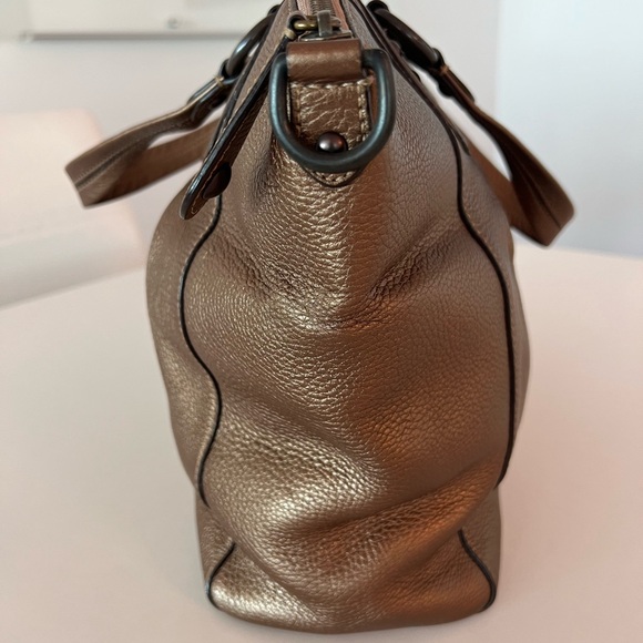 LIKE NEW Coach Madison Clair Metallic Bronze Pebbled Leather Satchel Bag 👜 - Picture 12 of 15